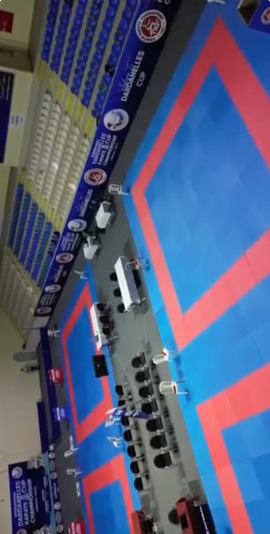 Competition tatami set up at the Dardanelles Cup venue