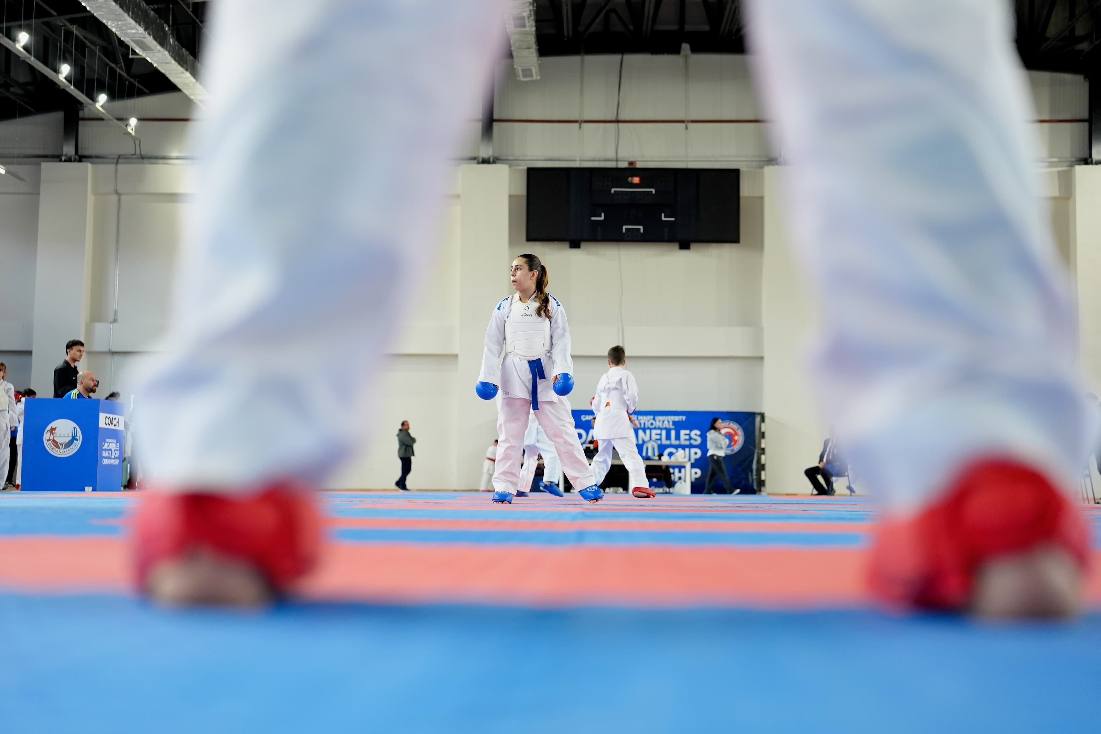 Athlete in guard stance during a kumite match, Dardanelles Cup 2025